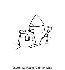 cartoon of sand castle uncolored