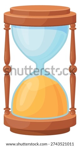 Cartoon sand clock icon. Countdown end symbol