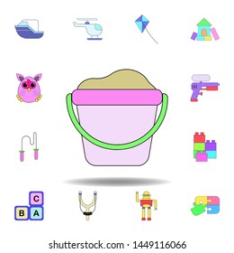 cartoon sand toy colored icon. set of children toys illustration icons. signs, symbols can be used for web, logo, mobile app, UI, UX