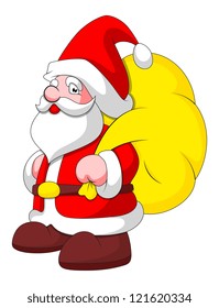 Cartoon Santa with Bag - Christmas Vector Illustration