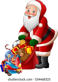 Cartoon Santa Claus bag of presents