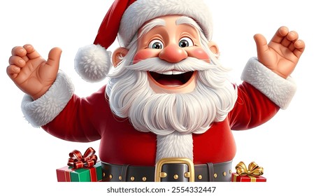 Cartoon santa claus with bag white Background , Happy New Year Background