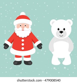 cartoon santa claus with bear