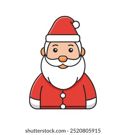 A cartoon of Santa Claus with a big beard and festive hat