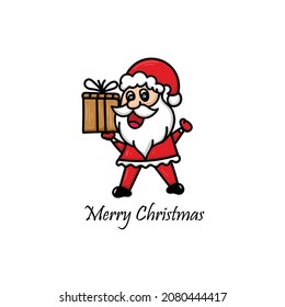 cartoon santa claus character .cartoon santa claus bringing gifts on christmas day. vector cute santa claus xmas sign