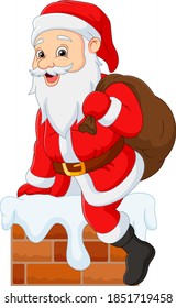 Cartoon Santa Claus in a chimney