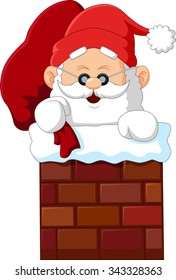 cartoon santa claus in chimney