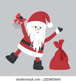 Cartoon Santa Claus for Christmas greeting cards and invitations. Vector illustration in the style of a doodle. Design element.