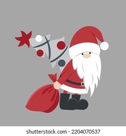 Cartoon Santa Claus for Christmas greeting cards and invitations. Vector illustration in the style of a doodle. Design element.