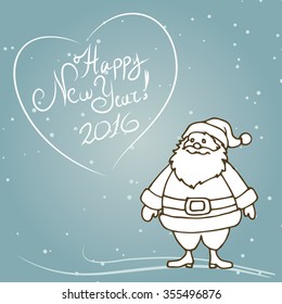 Cartoon Santa Claus for Christmas greeting Cards and invitations. Hand drawn doodle vector illustration.