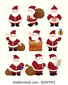 cartoon santa claus Christmas icon set