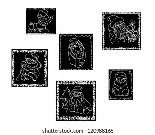 cartoon santa claus Christmas set vector