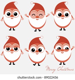 Cartoon Santa Claus Christmas set, vector.