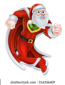 Cartoon Santa Claus Christmas superhero character