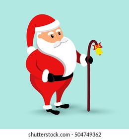 Cartoon Santa Claus is coming. Vector illustration