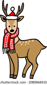 cartoon santa claus deer vector