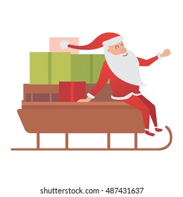 Cartoon Santa Claus driver sled delivery illustration