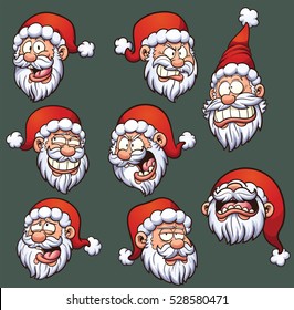 Cartoon Santa Claus emoticons. Vector clip art illustration with simple gradients