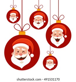 Cartoon Santa Claus emotions set for Your Christmas and New Year greeting Design or Animation. Vector isolated illustration of Santa Claus hands with different emotions in colorful flat style