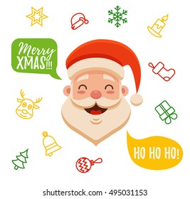 Cartoon Santa Claus emotions set for Your Christmas and New Year greeting Design or Animation. Vector isolated illustration of Santa Claus hands with different emotions in colorful flat style