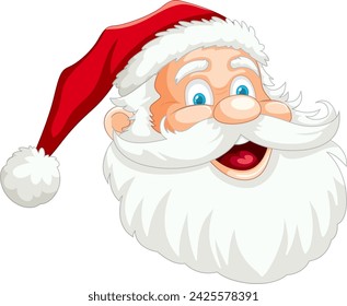 Cartoon Santa Claus face with festive red hat