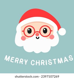Cartoon santa claus face in flat style isolated. Vector illustration.