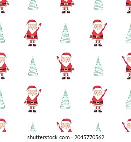 cartoon santa claus face seamless vector pattern background holidays illustration