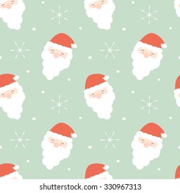 Cartoon Santa Claus Face Seamless Vector Pattern Background Holidays Illustration 