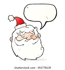 cartoon santa claus face with speech bubble