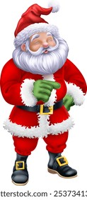 A cartoon of Santa Claus or father Christmas pointing