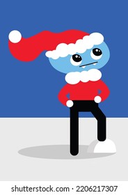 cartoon santa claus with a gift