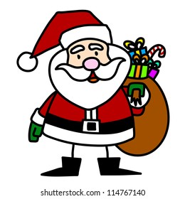 Cartoon Santa Claus hand writing,