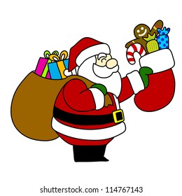 Cartoon Santa Claus hand writing,