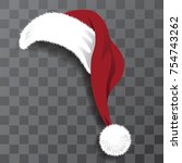 Cartoon Santa Claus hat with transparent shadow. Perfect for photo booth or family Christmas cards. EPS 10 vector.