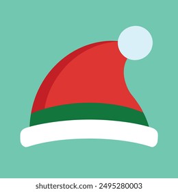 Cartoon Santa Claus hat with transparent shadow