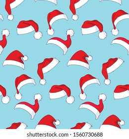 Cartoon Santa Claus hats seamless pattern