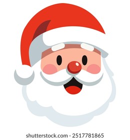 Cartoon Santa Claus head or face in flat style. Vector illustration