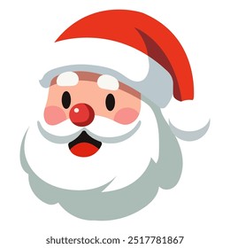 Caricatura de Santa Claus cabeza o cara en estilo plano. Ilustración vectorial