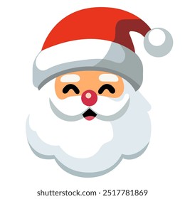 Cartoon Santa Claus head or face in flat style. Vector illustration