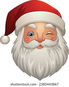 Cartoon santa claus head winking