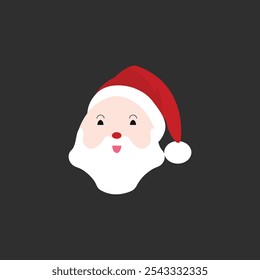 cartoon Santa Claus heads or face in flat style. Vector illustration