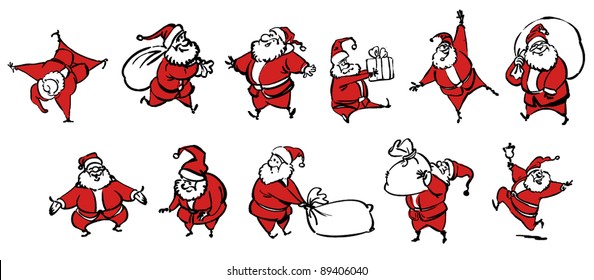 cartoon santa claus  icon set