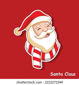 cartoon Santa Claus illustrations isolated on white. Funny happy Santa Claus character with gift, bag with presents, waving and greeting