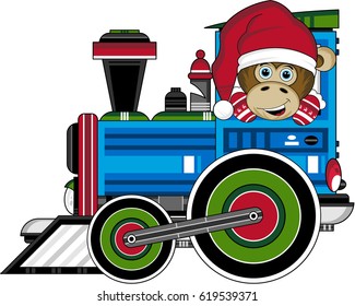 Cartoon Santa Claus Monkey on Train