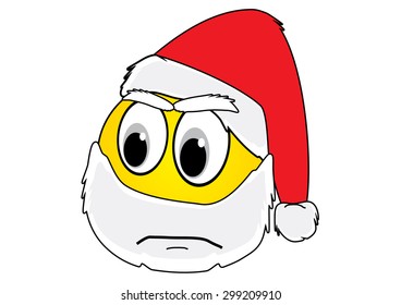 Cartoon Santa Claus with a mustache, beard and in a red hat