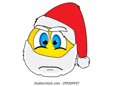 Cartoon Santa Claus with a mustache, beard and in a red hat