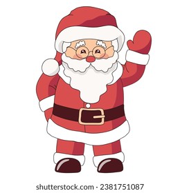 Cartoon Santa Claus on white background. Christmas vector illustration.