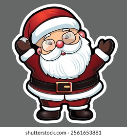 Cartoon Santa Claus! Perfect for festive designs, greeting cards, stickers, or holiday projects, this cheerful and jolly illustration is sure to spread joy and warmth this Christmas season. Vector.