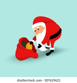 Cartoon Santa Claus with presents. Vector illustration eps10