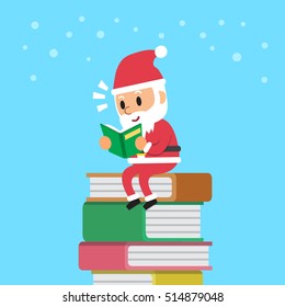 Cartoon Santa Claus Reading Book